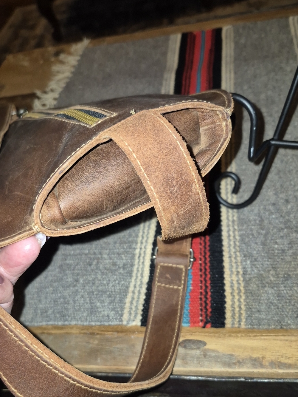 StockyardX Brown FullGrain Leather Doggy Crossbody Is functional & Unique. - Picture 12 of 16